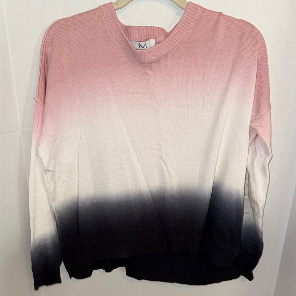 Magaschoni Pink and Black Ombre Sweater